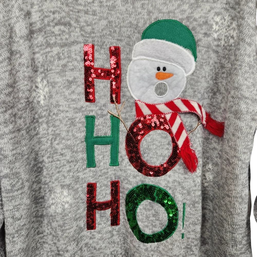Ugly Christmas Sweater UCS Ho Ho Ho Snowman Sequins Cute Pretty Women's Size 2X